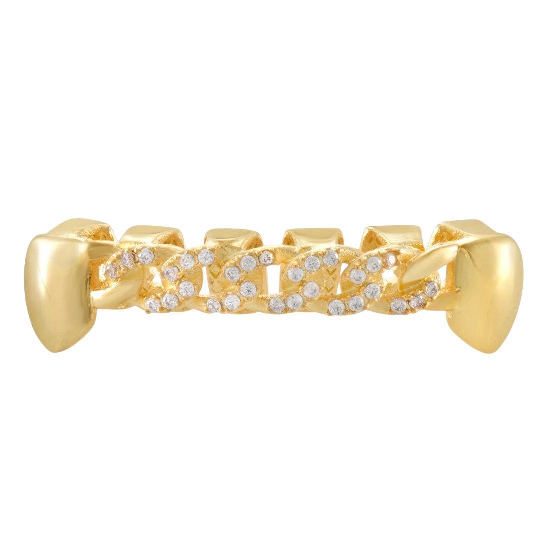King Ice Iced Miami Cuban Link Grillz - Bottom - GOLD
